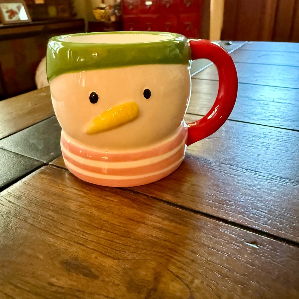 Snowman Mug with Red Handle